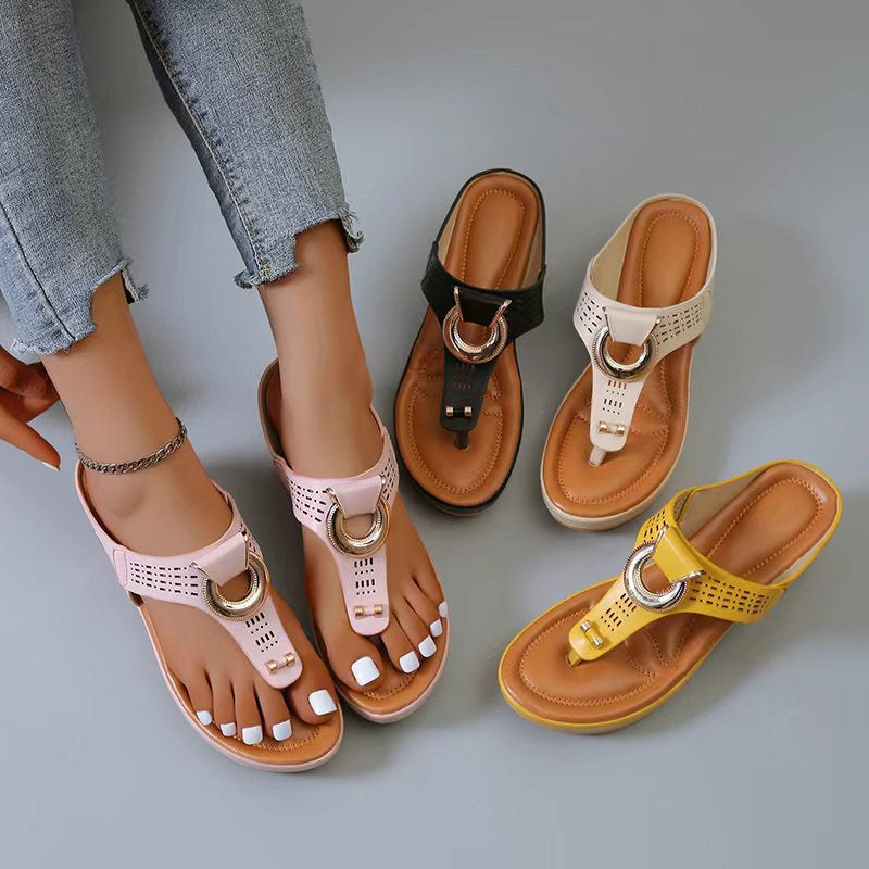 Summer Women Flip Flops Wedges Thick Slippers