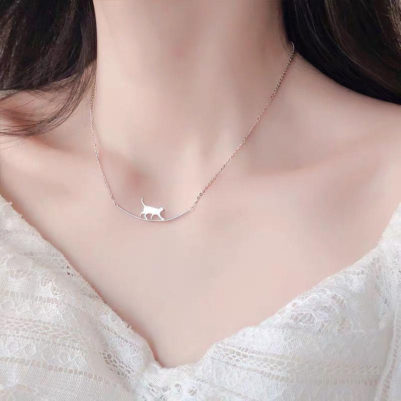 Cute Walking Cat Clavicle Chain Necklace