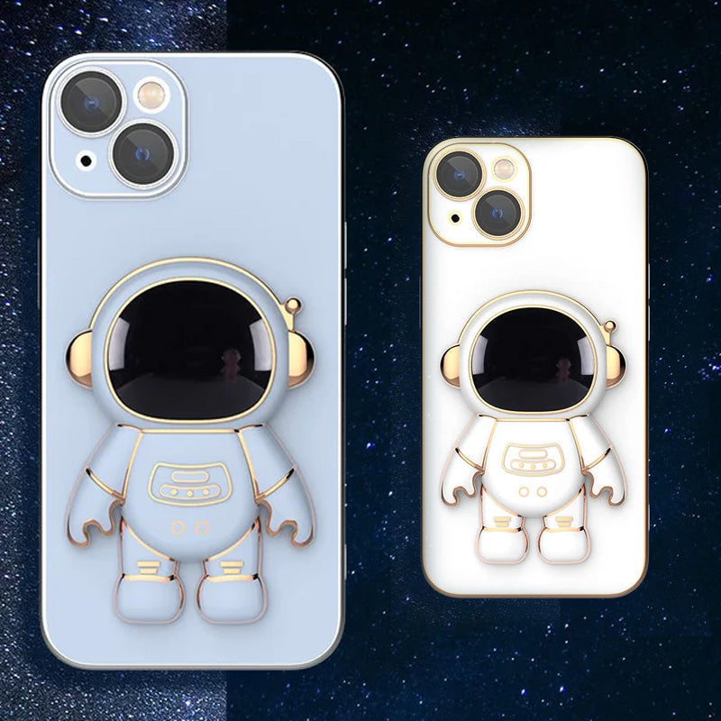 6D Plating Astronaut Hidden Stand Case Cover for iPhone