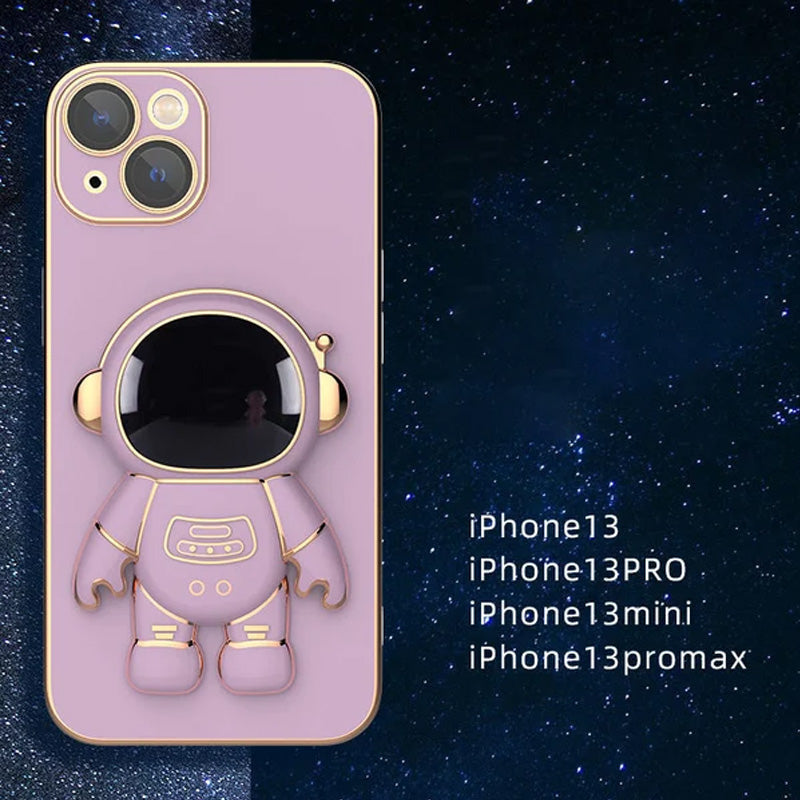 6D Plating Astronaut Hidden Stand Case Cover for iPhone