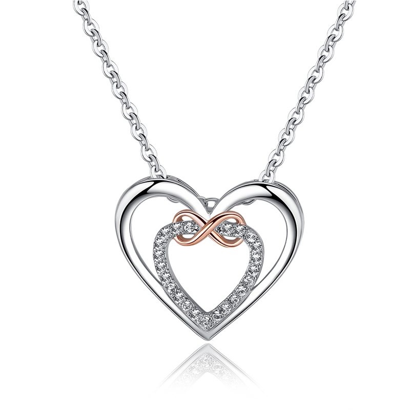 Stylish Double Heart Necklace (Card Included)