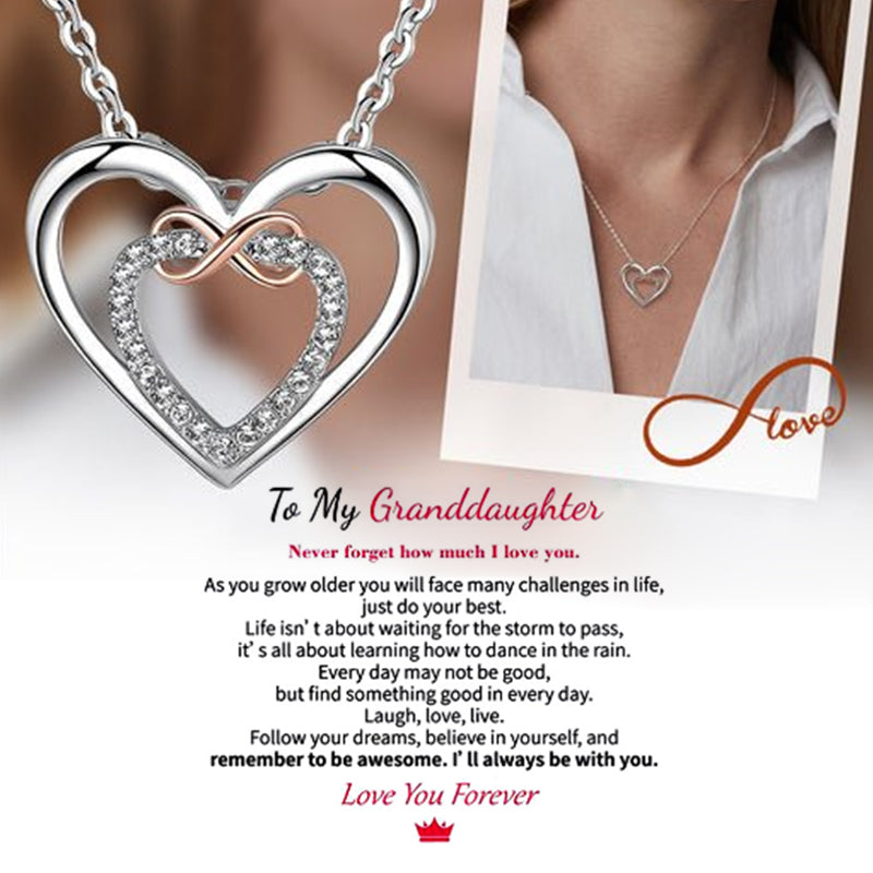 Stylish Double Heart Necklace (Card Included)