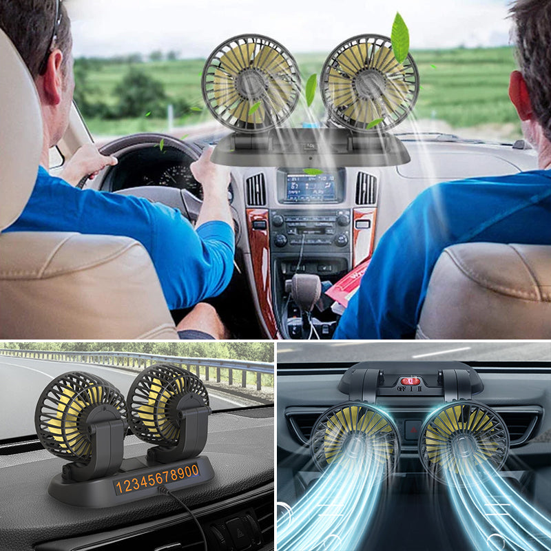 Foldable Car Dual-Head Fan