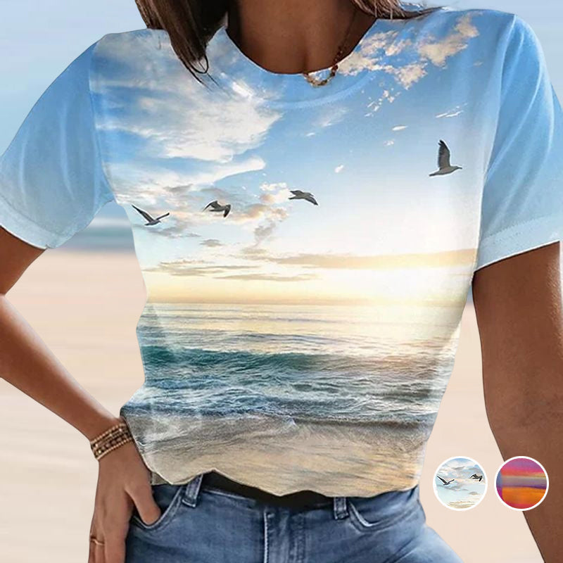 Women's Casual 3D Printed Painting T-shirt