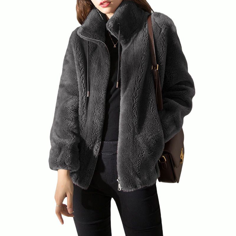 Padded Coat Stand-collar Double-faced Fleece Jacket