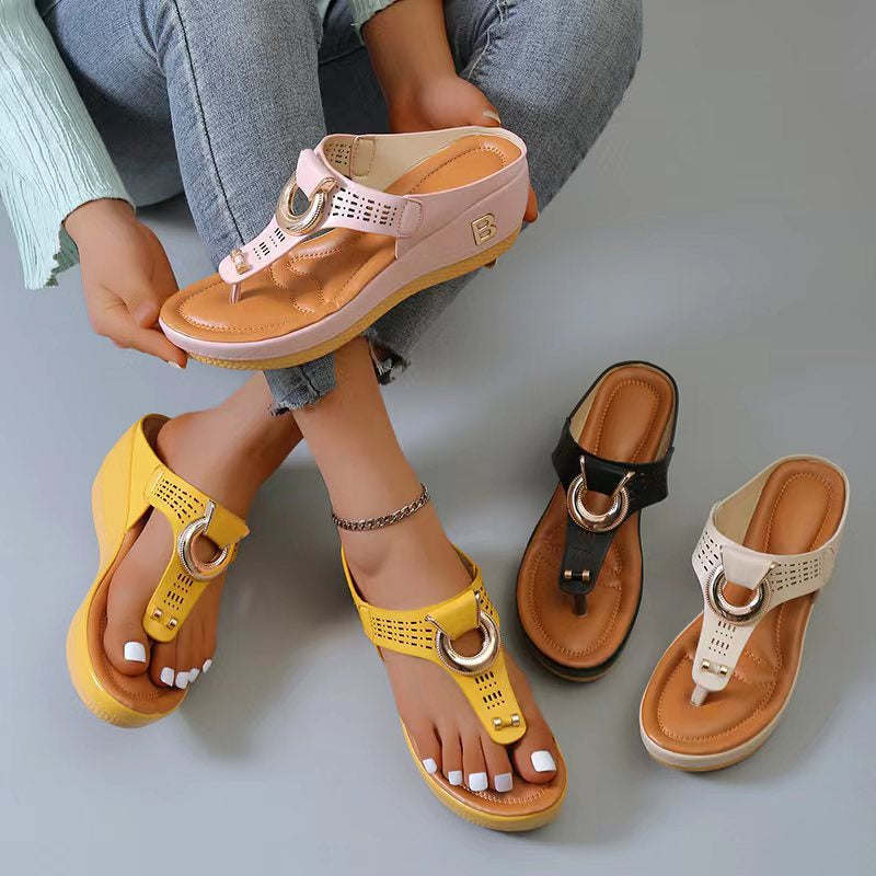 Summer Women Flip Flops Wedges Thick Slippers